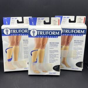 (3) Truform BLACK XL Leg Health Compression Stockings Firm Below Knee Socks 8865